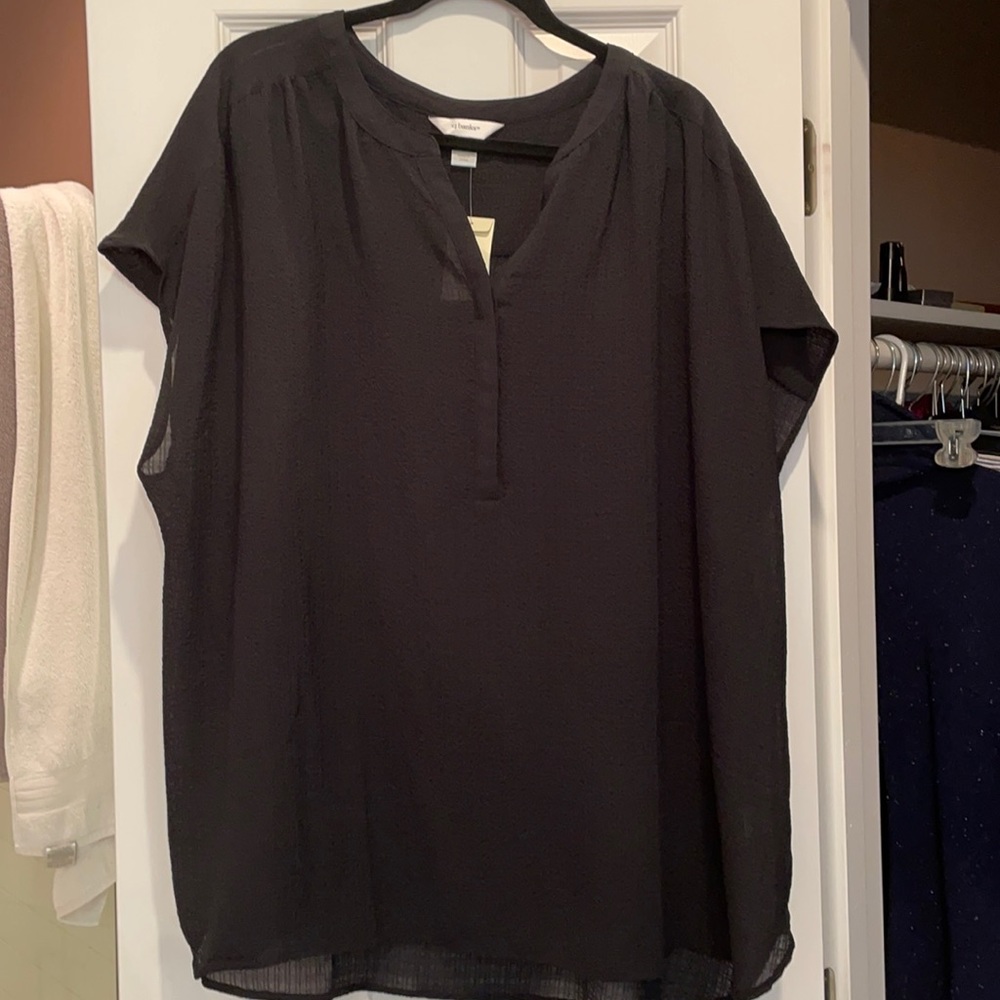 CJ banks 24/26W black short sleeves sheer shirt